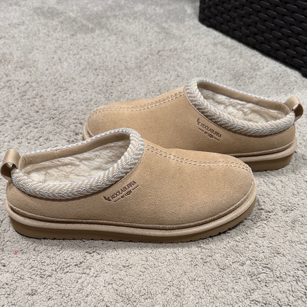 Koolaburra Beige Suede Cozy Slip-Ons
